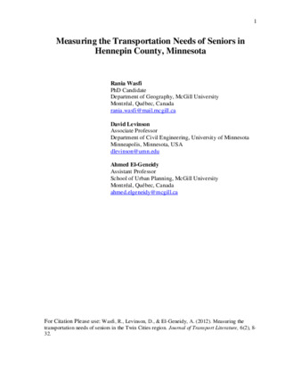 Measuring the Transportation Needs of Seniors in Hennepin County, Minnesota thumbnail