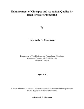 Enhancement of chickpea and aquafaba quality by high pressure processing thumbnail