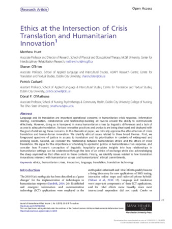 Ethics at the Intersection of Crisis Translation and Humanitarian Innovation thumbnail