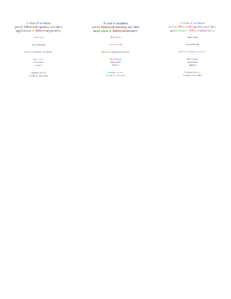 A class of nonlinear partial diﬀerential equations and their applications in diﬀerential geometry thumbnail