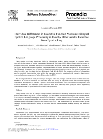 Individual Differences in Executive Function Modulate Bilingual Spoken Language Processing in Healthy Older Adults: Evidence from Eye-tracking thumbnail