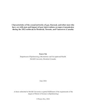 Characteristics of the sexual networks of gay, bisexual, and other men who have sex with men and impact of past interventions on mpox transmission during the 2022 outbreak in Montréal, Toronto, and Vancouver (Canada) thumbnail