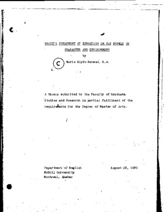 Hardy's treatment of education in his novels of character and environment thumbnail