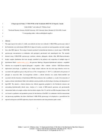 A hyperspectral study (V-NIR-SWIR) of the Nechalacho REE-Nb-Zr deposit, Canada. thumbnail