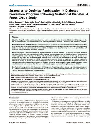 Strategies to Optimize Participation in Diabetes Prevention Programs following Gestational Diabetes: A Focus Group Study thumbnail