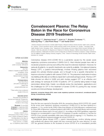 Convalescent Plasma: The Relay Baton in the Race for Coronavirus Disease 2019 Treatment thumbnail
