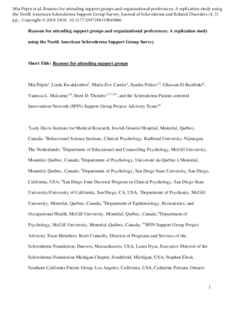 Reasons for attending support groups and organizational preferences: A replication study using the North American Scleroderma Support Group Survey thumbnail