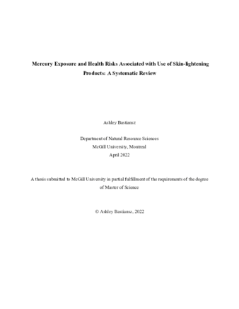 Mercury exposure and health risks associated with use of skin-lightening products: A systematic review thumbnail