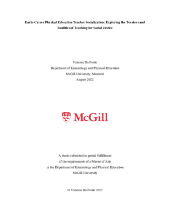 Early-career physical education teacher socialization: Exploring the tensions and realities of teaching for social justice thumbnail