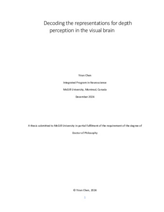Decoding the Representations for Depth Perception in the Visual Brain thumbnail