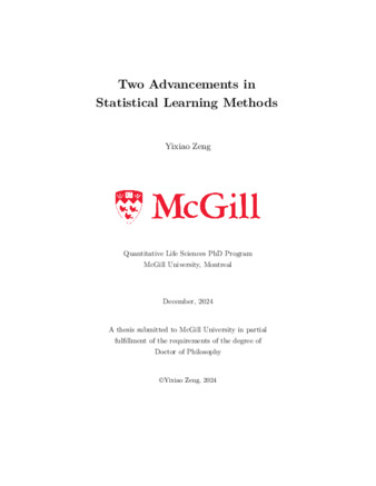 Two advancements in statistical learning methods thumbnail