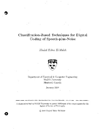 Classification-based techniques for digital coding of speech-plus-noise thumbnail