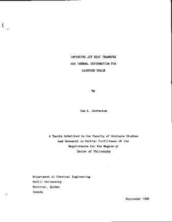Impinging jet heat transfer and thermal deformation for calender rolls thumbnail