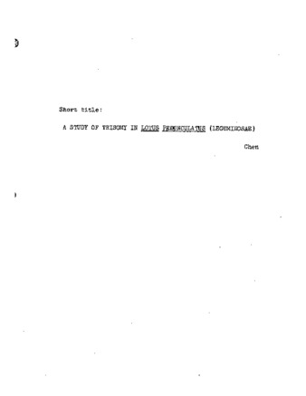 A cytogenetic study of trisomy in Lotus pedunculatus (Leguminosae) / thumbnail