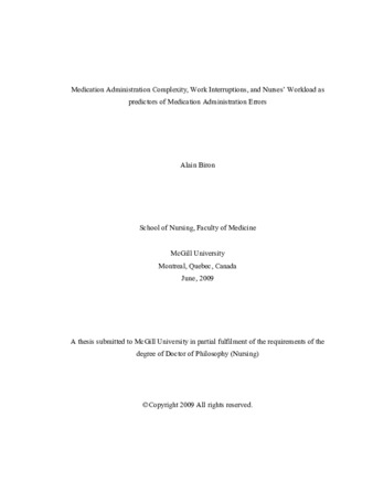 Medication administration complexity, work interruptions, and nurses' workload as predictors of medication administration errors thumbnail