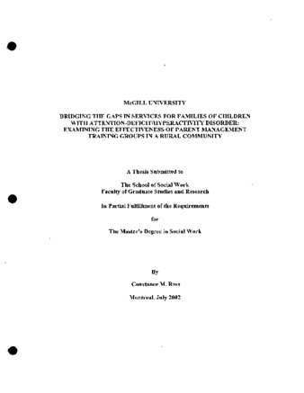 Bridging the gaps in services for families of children with attention-deficit/hyperactivity disorder : examining the effectiveness of parent management training groups in a rural community thumbnail