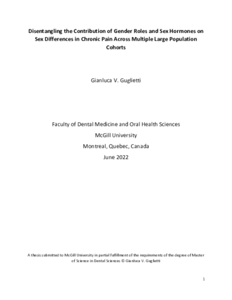 Disentangling the contribution of gender roles and sex hormones on sex differences in chronic pain across multiple large population cohorts thumbnail