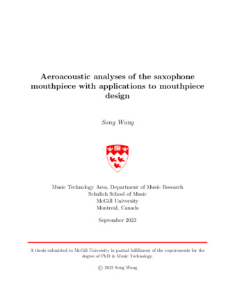 Aeroacoustic analyses of the saxophone mouthpiece with applications to mouthpiece design thumbnail