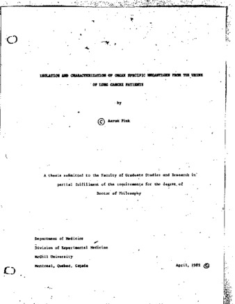 Isolation and characterization of organ specific neoantigen from the urine of lung cancer patients thumbnail