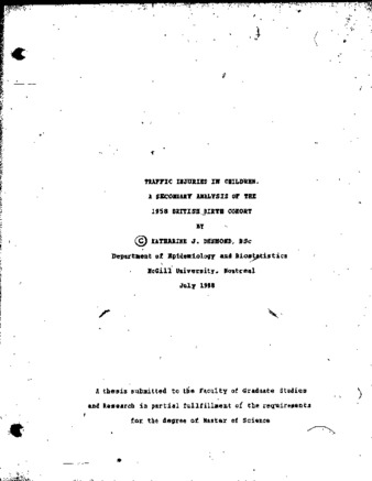 Traffic injuries in children : a secondary analysis of the 1958 British birth cohort thumbnail