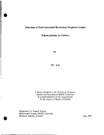 Detection of trait-associated restriction fragment length polymorphisms in chicken thumbnail