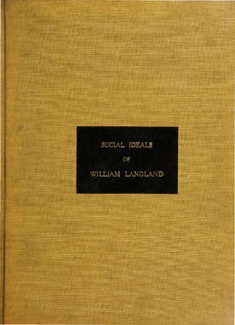 The social ideals of William Langland. thumbnail