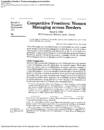 Competitive Frontiers: Women Managing across Borders thumbnail