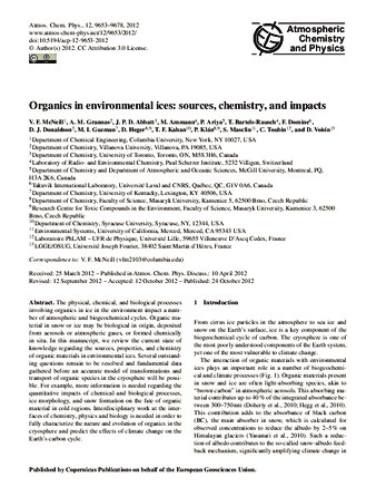 Organics in environmental ices: sources, chemistry, and impacts thumbnail