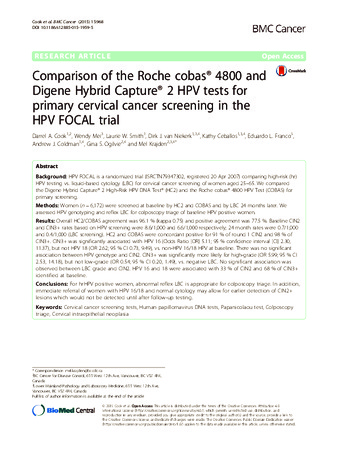 Comparison of the Roche cobas® 4800 and Digene Hybrid Capture® 2 HPV tests for primary cervical cancer screening in the HPV FOCAL trial thumbnail