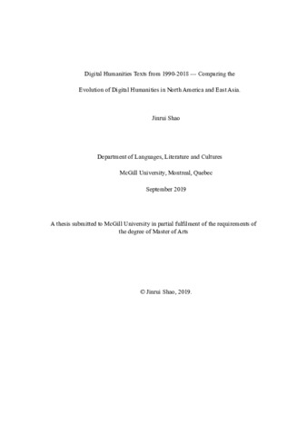 Digital humanities texts from 1990-2018: Comparing the evolution of digital humanities in North America and East Asia thumbnail