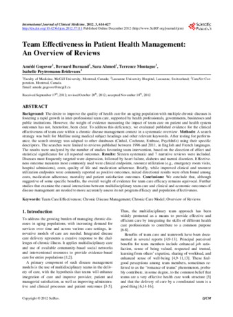 Team Effectiveness in Patient Health Management: An Overview of Reviews  thumbnail