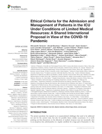 Ethical Criteria for the Admission and Management of Patients in the ICU Under Conditions of Limited Medical Resources: A Shared International Proposal in View of the COVID-19 Pandemic thumbnail