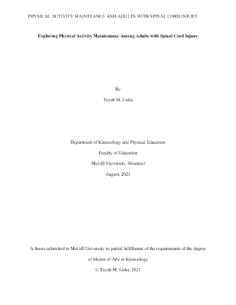 Exploring physical activity maintenance among adults with spinal cord injury thumbnail
