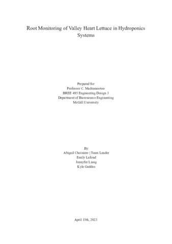 Root Monitoring of Valley Heart Lettuce in Hydroponics Systems thumbnail