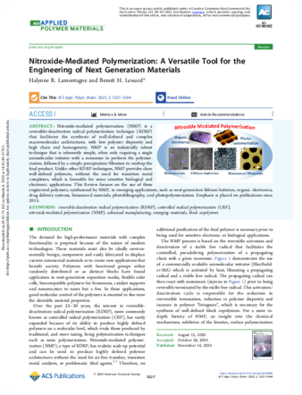 Nitroxide-Mediated Polymerization: A Versatile Tool for the Engineering of Next Generation Materials thumbnail