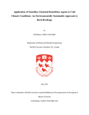 Application of Soundless Chemical Demolition Agents to Cold Climate Conditions: An Environmentally Sustainable Approach to Rock Breakage thumbnail