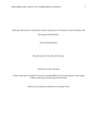 Exploring Self-advocacy in Brazilian Schools: Experiences of Teachers and their Students with Developmental Disabilities thumbnail