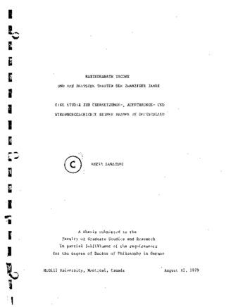Rabindranath Tagore und das deutsche Theater der zwanziger Jahre : eine Studie zur Übersetzungs-, Aufführungs- und Wirkungsgeschichte seiner Dramen in Deutschland thumbnail