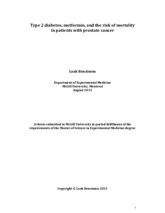 Type 2 diabetes, metformin and the risk of mortality in patients with prostate cancer thumbnail