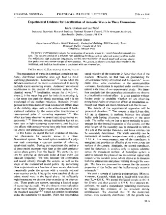 Experimental evidence for localization of acoustic waves in three dimensions thumbnail