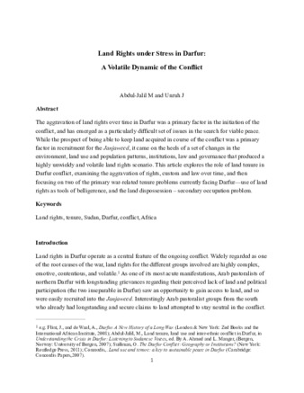 Land Rights under Stress in Darfur: A Volatile Dynamic of the Conflict thumbnail