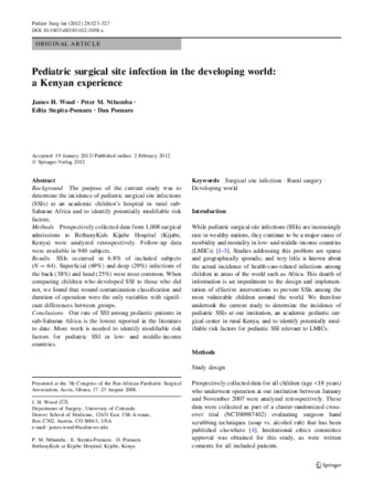 Pediatric surgical site infection in the developing world: a Kenyan experience thumbnail