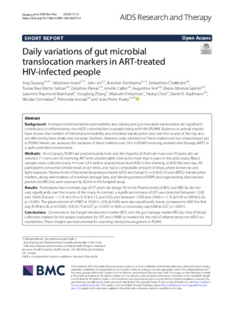 Daily variations of gut microbial translocation markers in ART-treated HIV-infected people thumbnail