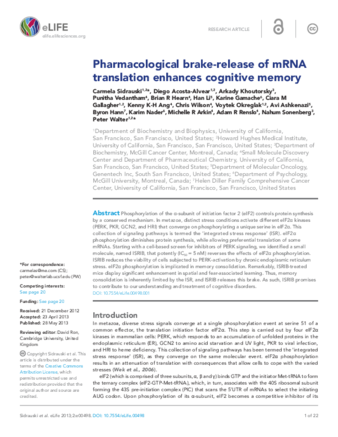 Pharmacological brake-release of mRNA translation enhances cognitive memory thumbnail