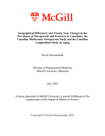 Geographical differences and twenty-year changes in the prevalence of osteoporosis and fractures in Canadians: the Canadian multicenter osteoporosis study and the Canadian longitudinal study on aging thumbnail