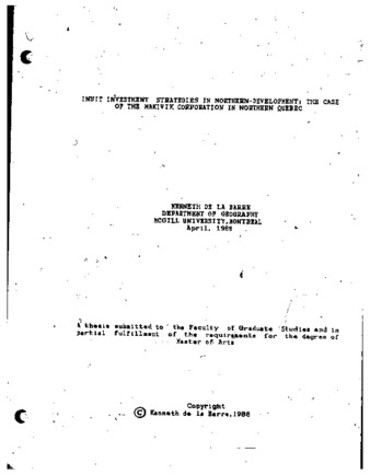 Inuit investment strategies in northern development : the case of the Makivik Corporation in northern Québec thumbnail