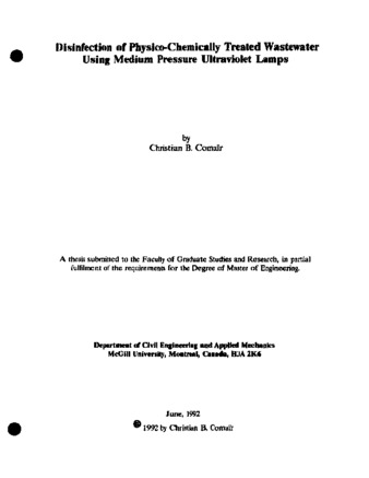 Disinfection of physico-chemically treated wastewater using medium pressure ultraviolet lamps thumbnail