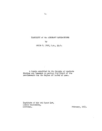 Liability of the aircraft manufacturer. thumbnail