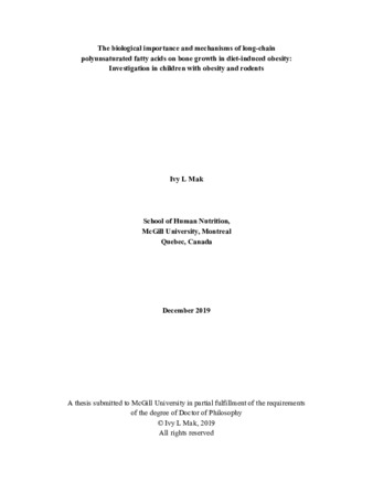 The biological importance and mechanisms of long-chain polyunsaturated fatty acids on bone growth in diet-induced obesity: Investigation in children with obesity and rodents thumbnail