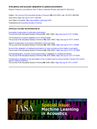 Articulatory and acoustic adaptation to palatal perturbation thumbnail